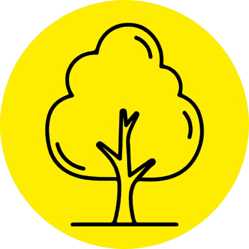 Icon eines Baumes vor gelben Hintergrund