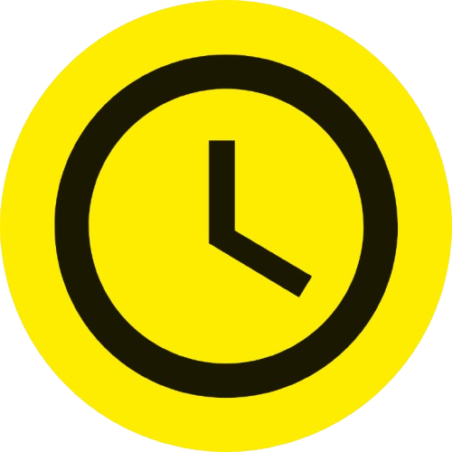 Icon einer Uhr vor gelben Hintergrund
