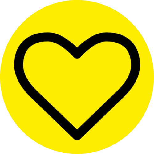 Icon von einem Herz auf gelben Hintergrund