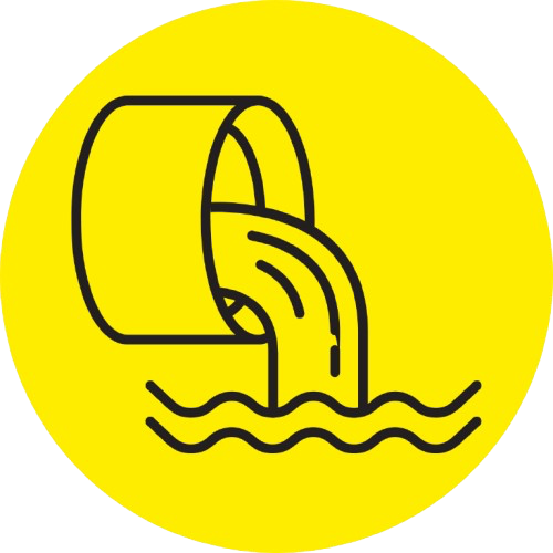 Icon eines Kanals aus dem Wasser kommt vor gelben Hintergrund