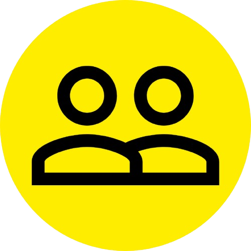Icon von Personen vor gelben Hintergrund