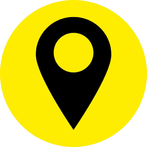 Icon eines Pins vor gelben Hintergrund