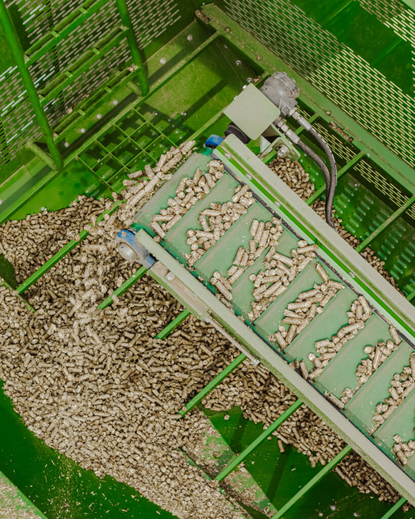 Pellets in der Premos Maschine, die weiter verarbeitet werden